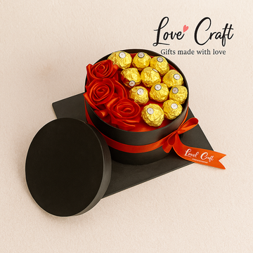 Loved Craft Special Ferrero Chocolates and Flowers in Gift Box