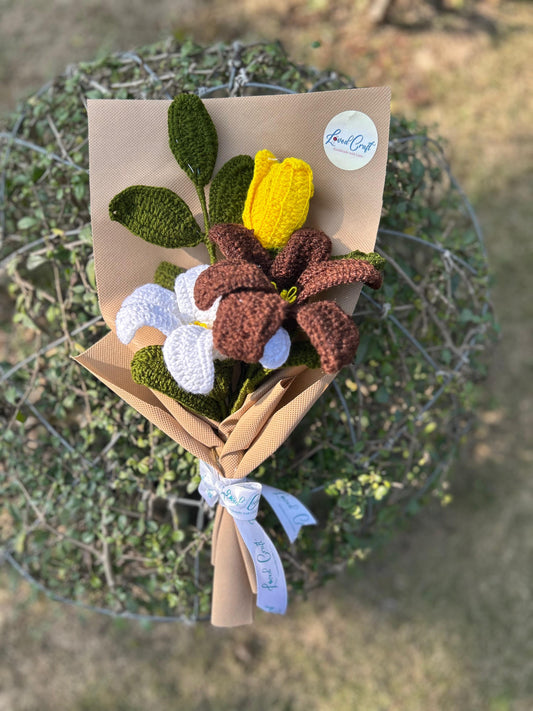 Brown Lilly Crochet Flower Bouquet