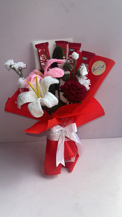 Red Lilly Crochet Bouquet