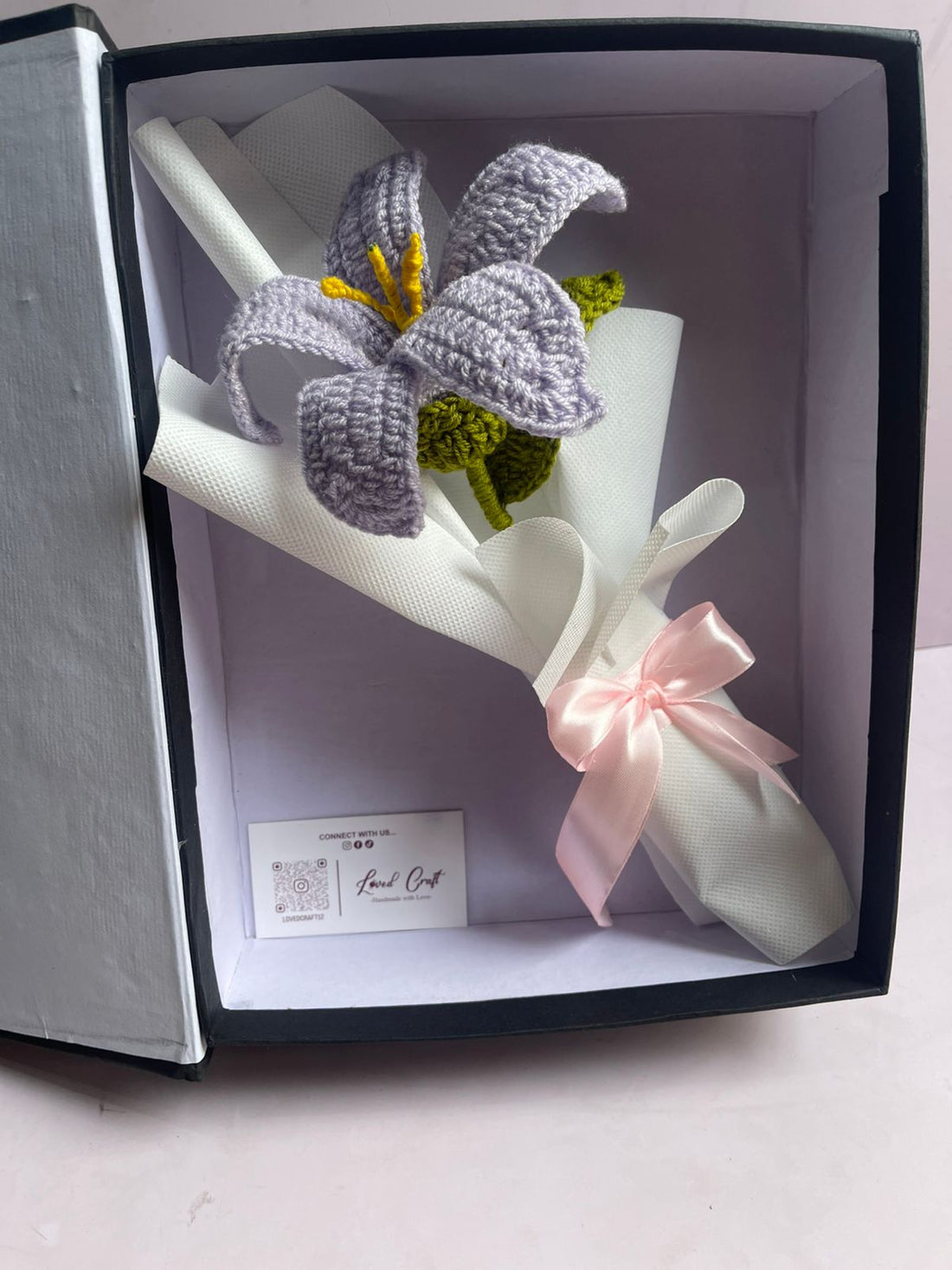 loved Craft Single Purple Lily Crochet with Gift Box