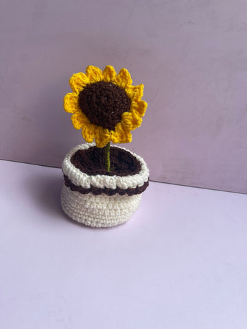 Sunflower Crochet Pot
