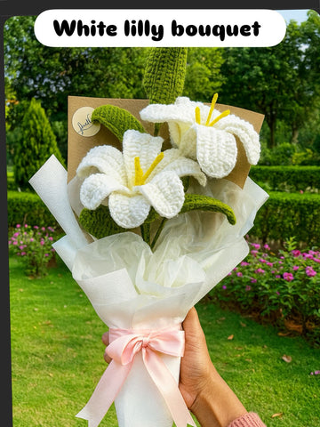 Loved Craft White Lily Crochet Flower