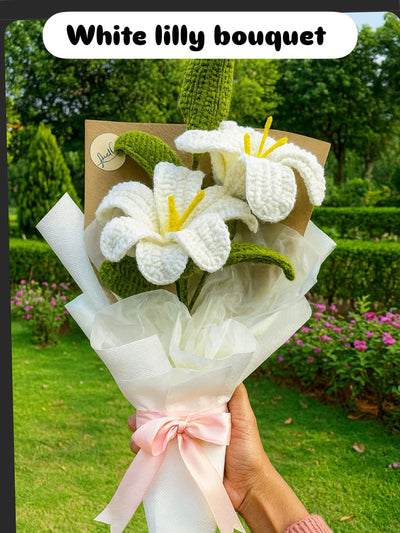 Loved Craft White Lily Crochet Flower