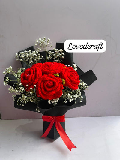 🌹 10 Crochet Roses with Baby’s Breath