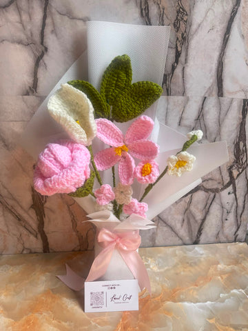 Handmade Crochet Pink Lily Bouquet – Pink Rose, Calla Lily & Floral Bouquet | Loved Craft