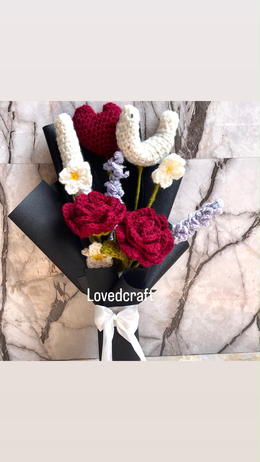 I Love You Crochet Gift Box – Handmade Rose Bouquet with I ❤️ U Crochet Flowers | Loved Craft