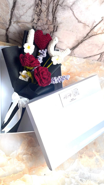 I Love You Crochet Gift Box – Handmade Rose Bouquet with I ❤️ U Crochet Flowers | Loved Craft