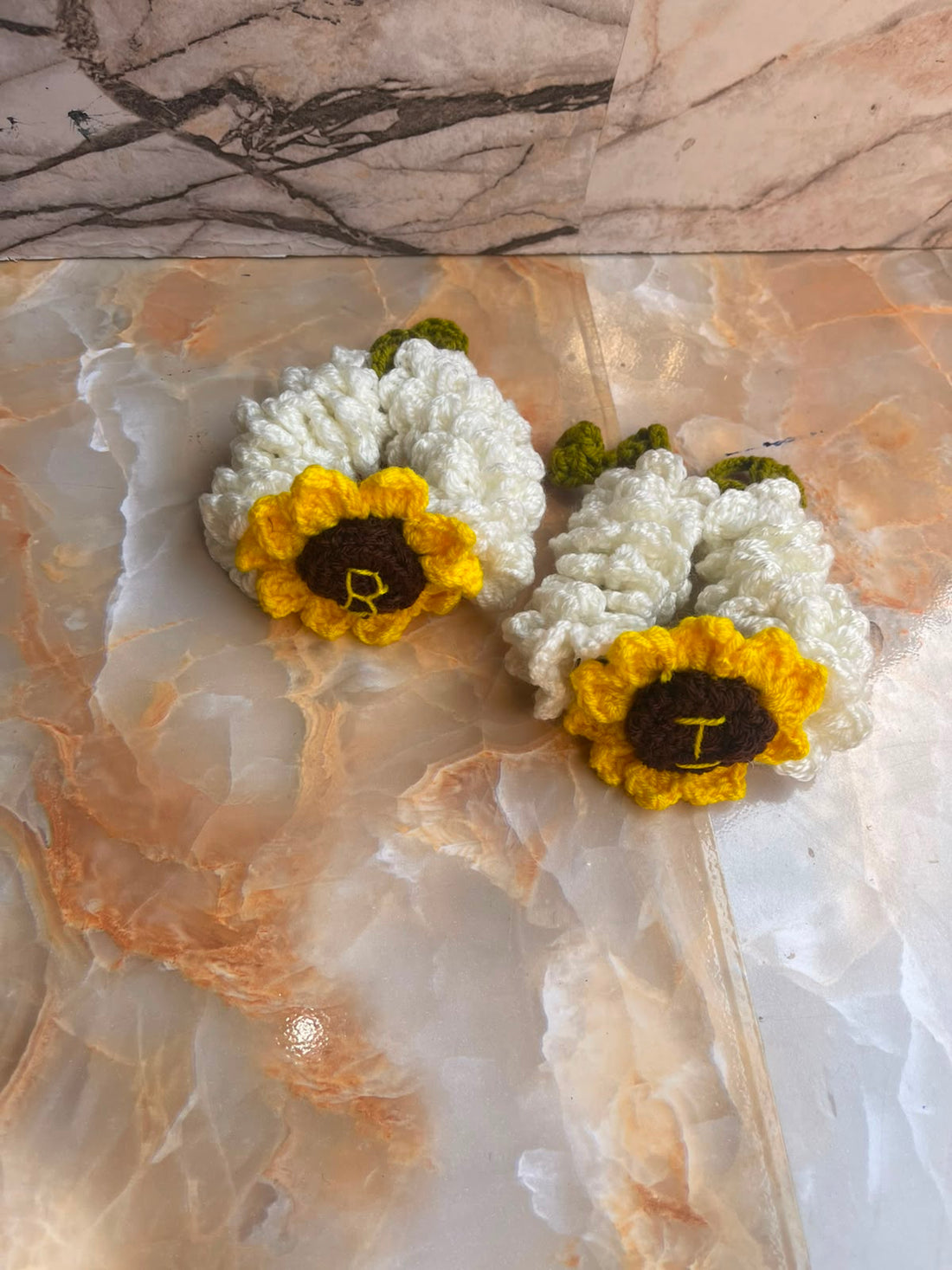 Handmade Crochet Sunflower Pot & Sunflower Gajra Gift Set – 2 Sunflower Pots & 2 Matching Gajras | Loved Craft