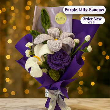 🌸 Loved Craft Lily &amp; Chocolate Bouquet – Purple &amp; White Lily with Purple Rose