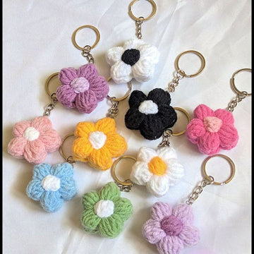🌸 Loved Craft Handmade Puff Bloom Keychain – Three Colors